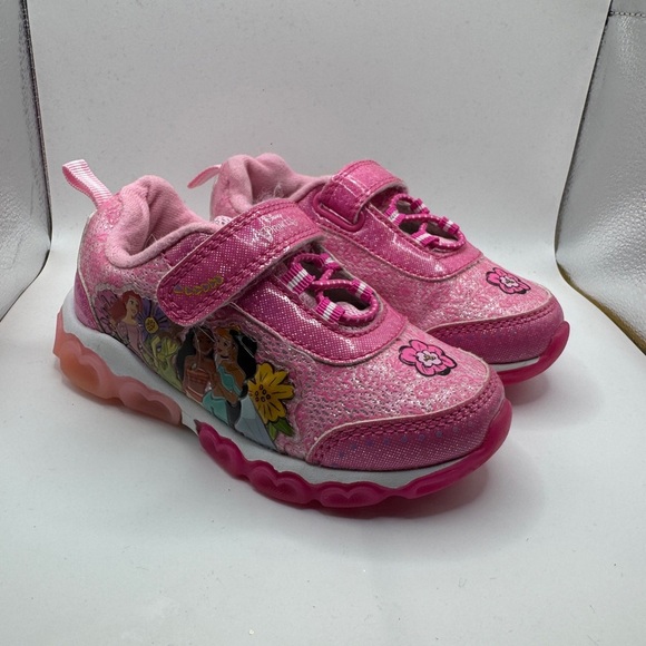 Disney Toddler Size 8 Girls Pink Princess Sneakers with Velcro Strap - Picture 1 of 5